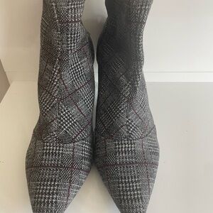 Charles David Gray and Red Heeled Boots